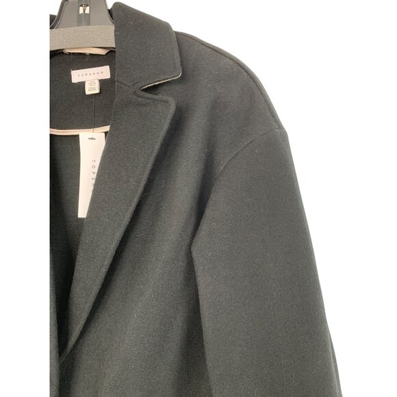 Topshop Womens Black Midweight Overcoat Size US 4 Wool Blend NWT Drop 8708 - Picture 11 of 13
